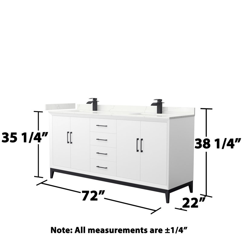 Amici 72'' W Double Vanity, Matte Black, Giotto Quartz
