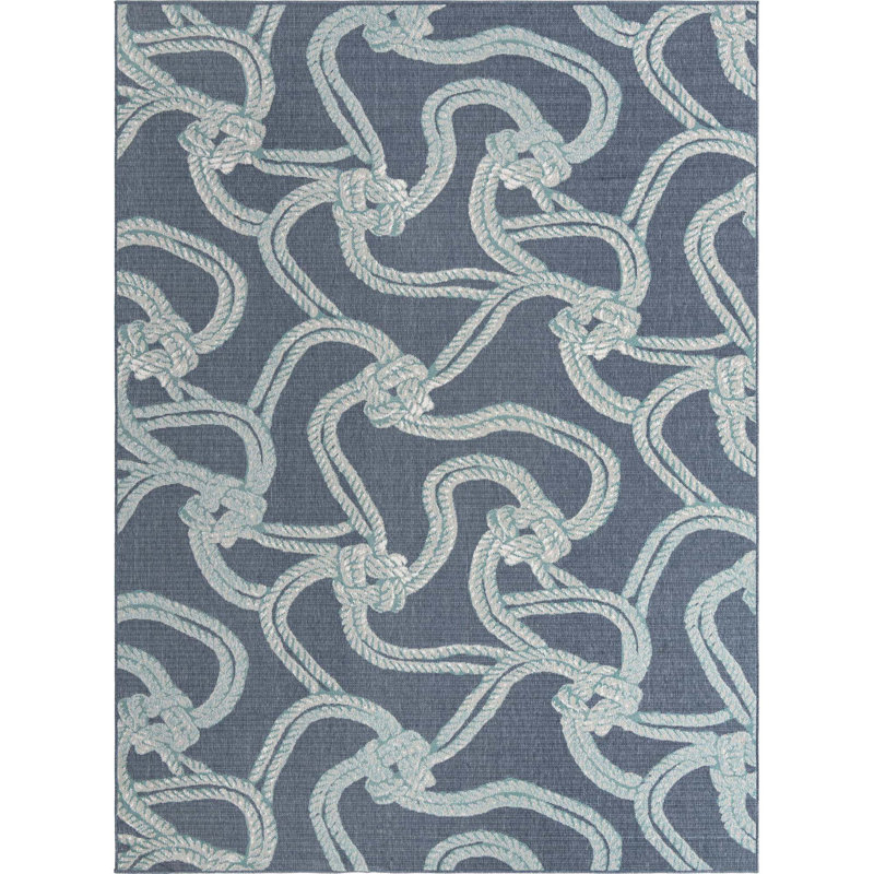 Tapis bleu marine intérieur / extérieur Bertram, Rectangle 9 pi x 12 pi