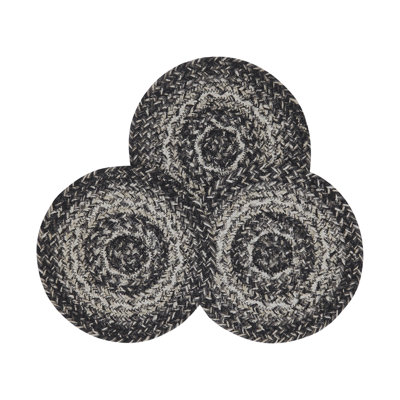  Mill Black White Jute Coaster