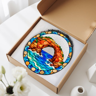 Toile en verre teinté «Rock Arch Over Turquoise Ocean Waves»