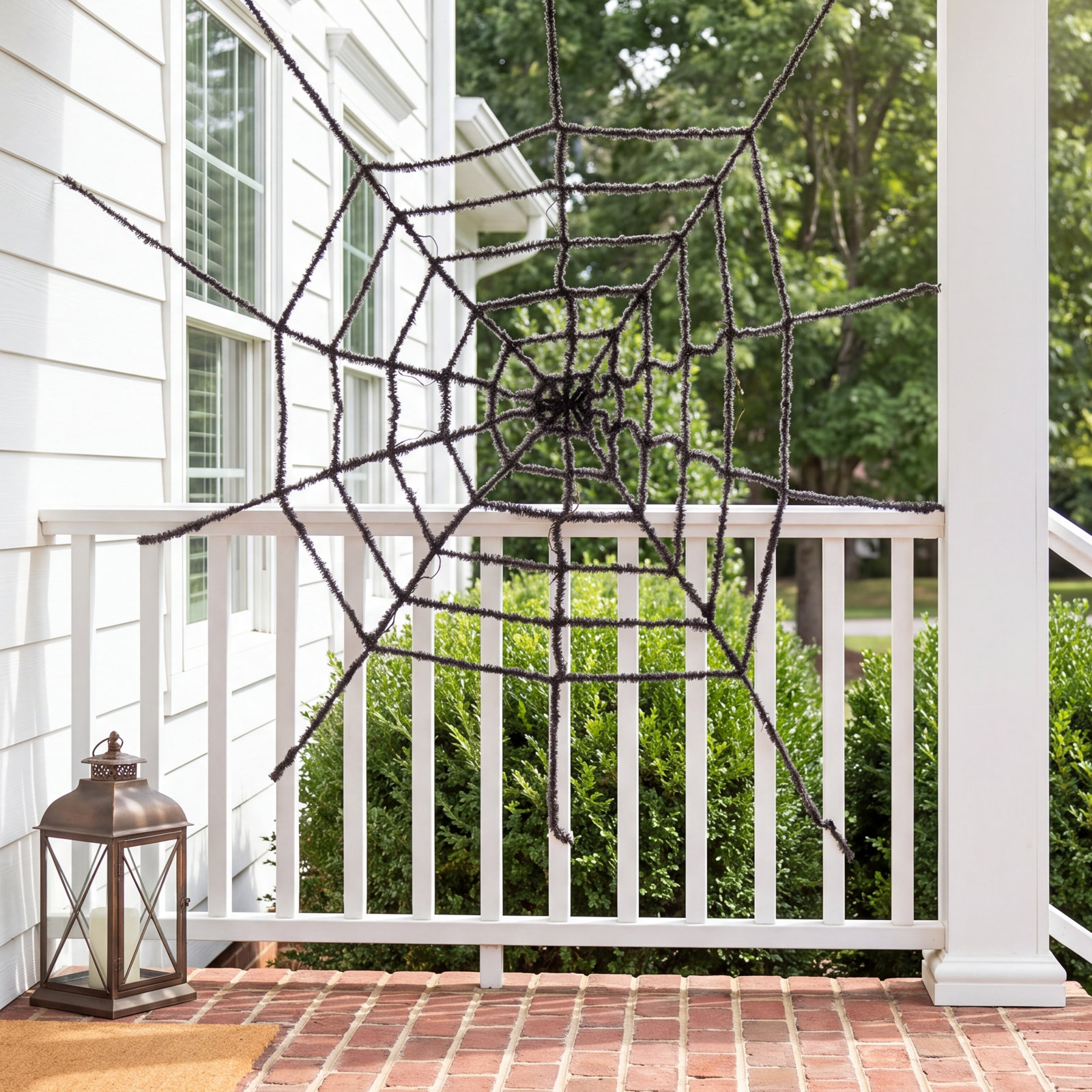 Black Light Up Spider Web LED Front Door Decor Outdoor XL Cobweb Halloween Prop