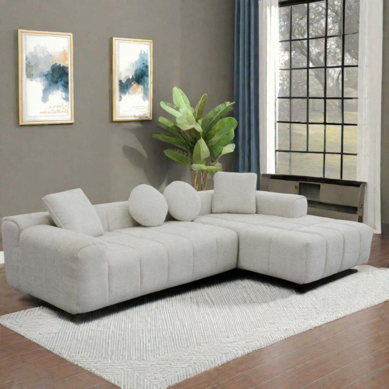 L Shaped Modular Sofa ,No Assembly Required, Gray Fabric