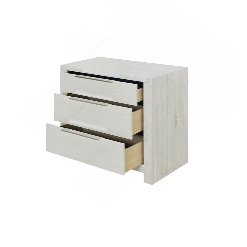 Table de chevet 3 tiroirs Jehoram Beige | Armoire de rangement entièrement assemblée | Idée de cadeau, Blanc