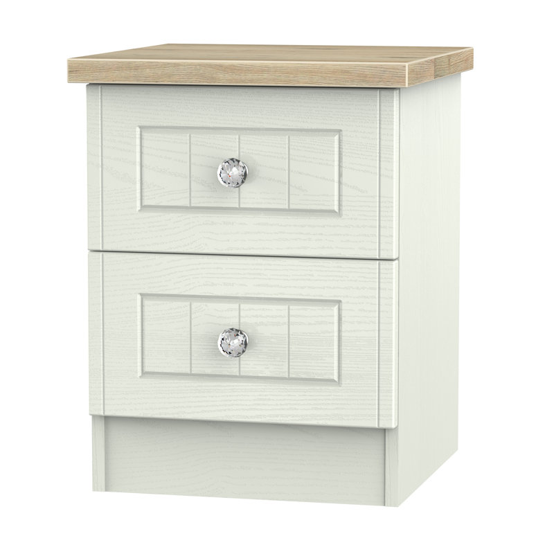 Fully Assembled Zenfield 2 Drawer Bedside Table, Kashmir Ash/Bordeaux Oak