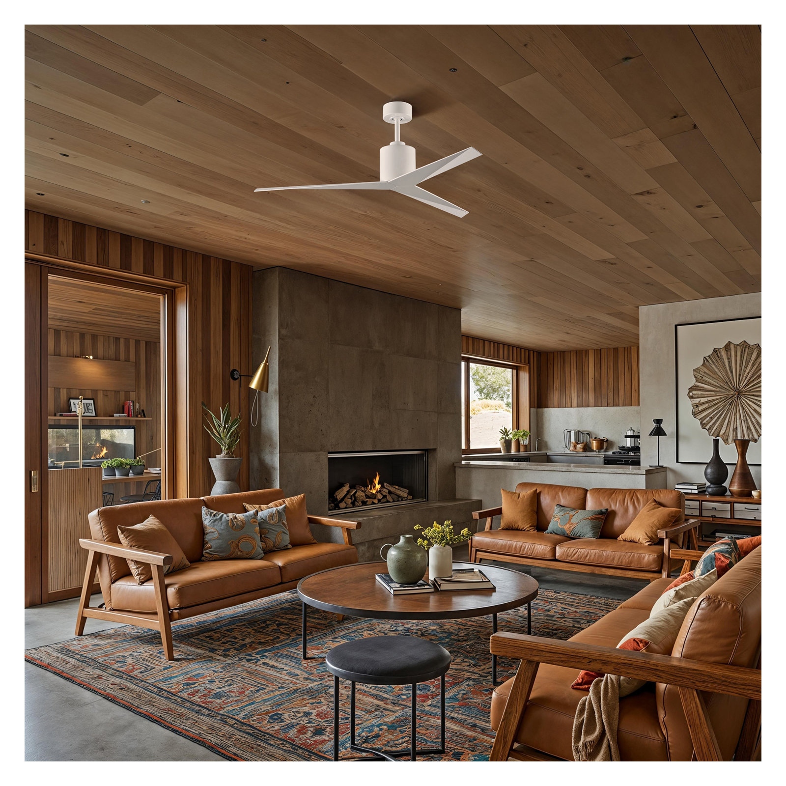 56'' 3 Blade Ceiling Fan, Gloss White, Gloss White