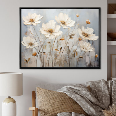 " White Buttercups On Beige Simplicity "