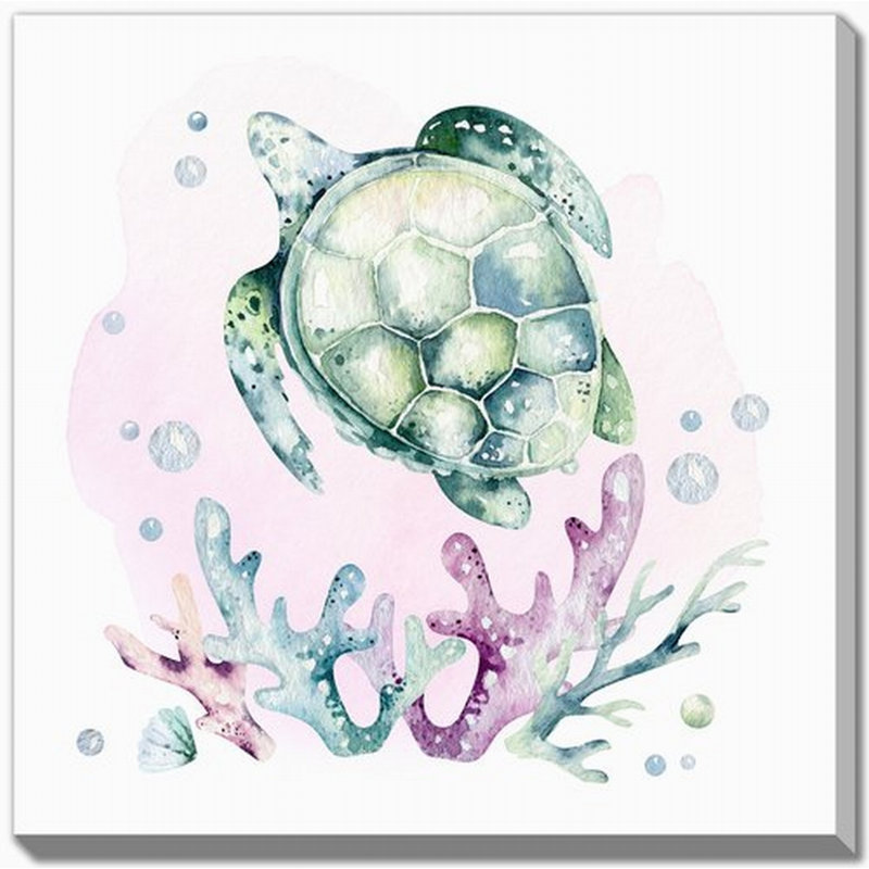 Tortue2, art mural sur toile, H 38 po x l 38 po