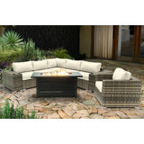 Ensemble de conversation Lsi pour 4 personnes avec foyer et coussins Sunbrella