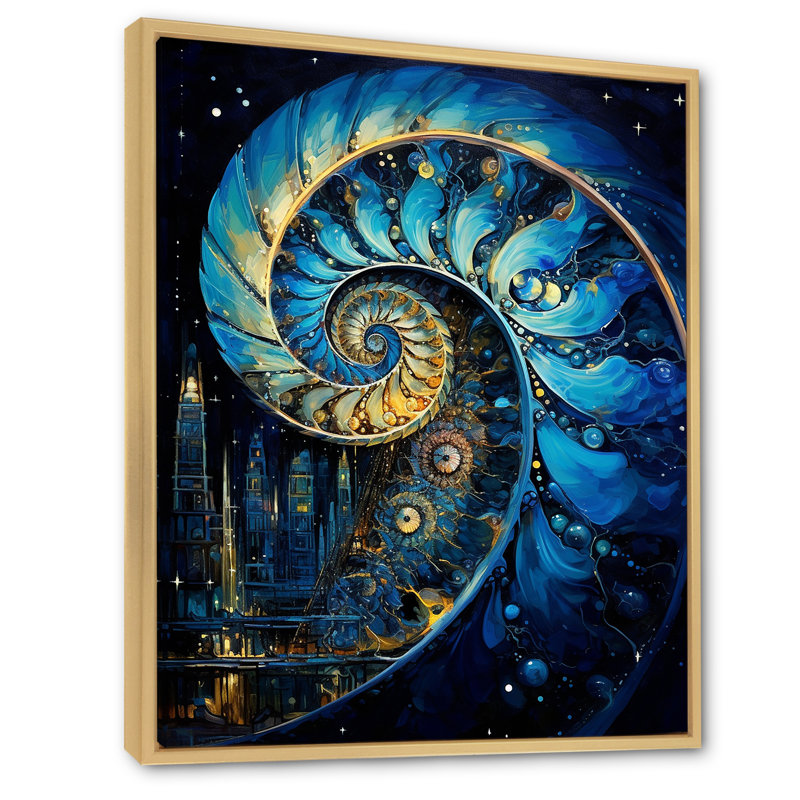 " Nautilus Sapphire Shellfish ", Natural Floater Framed, 32" H x 24" W x 1" D