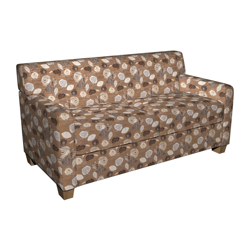 Tissu tweed feuilles et roses, Brun / Gris