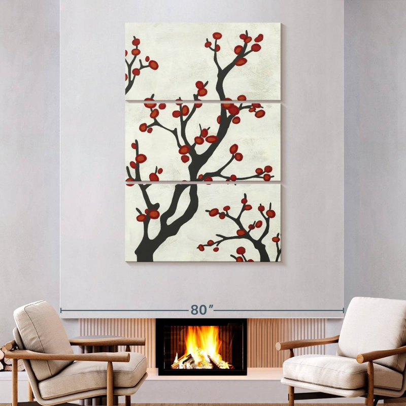 Harnek Red Berry Branch I, 74" H x 48" W