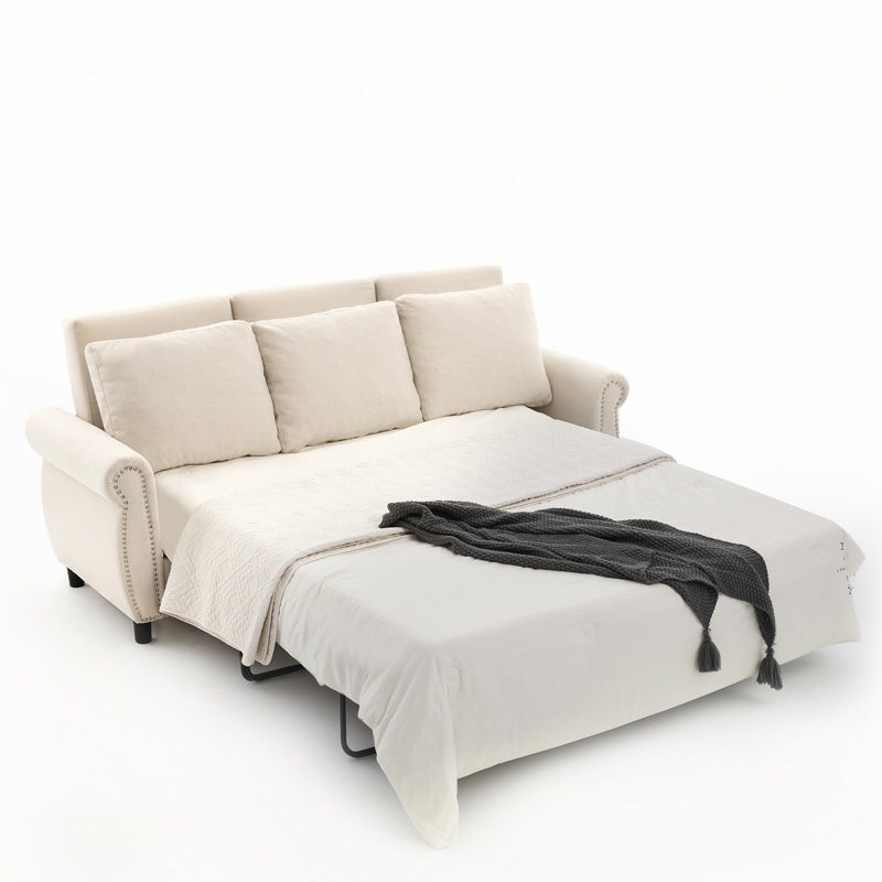 Canapé-lit 81,5 po à 3 places avec canapé-lit et matelas, Beige