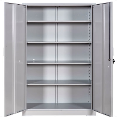 Armoire de rangement en métal 71 po avec portes verrouillables et 4 tablettes réglables, armoire en acier robuste pour garage, buanderie, bureau ou entrepôt