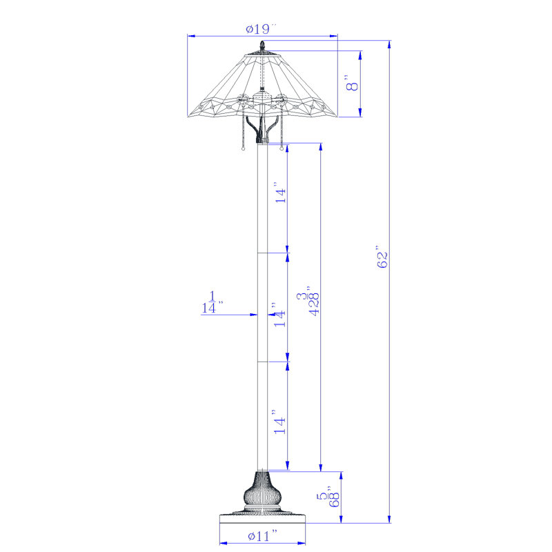 Lampe sur pied traditionnelle 62 po Aadhvika