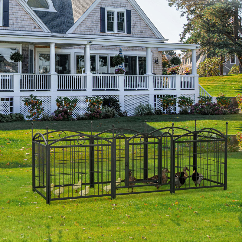 Parc pour animaux de compagnie 24 po, clôture en métal à 8 panneaux avec portes, enclos d'exercice intérieur et extérieur, parc pliable rouille et stable