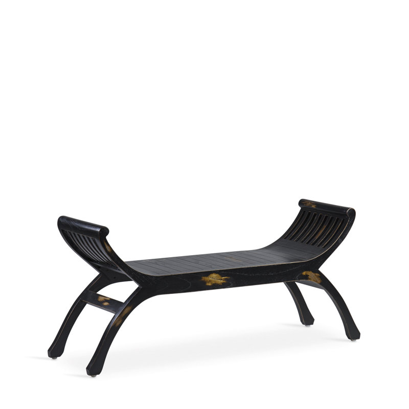 Yuyu Solid Wood Bench, Aged Black