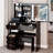 37" Middle Size Left Drawer Desktop Vanity Table + Cushioned Stool, Large Sliding, Touch Control, Tri-Color Switching, Brightness Adjust LED Mirror, High Capacity Storage, Suitable For Large Space-1154171922