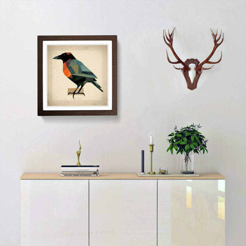 Crow Bauhaus No.2 - Framed Print, Walnut