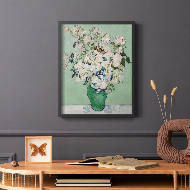 Roses Framed Print - Solid Wood, Black, 10" H x 8" W