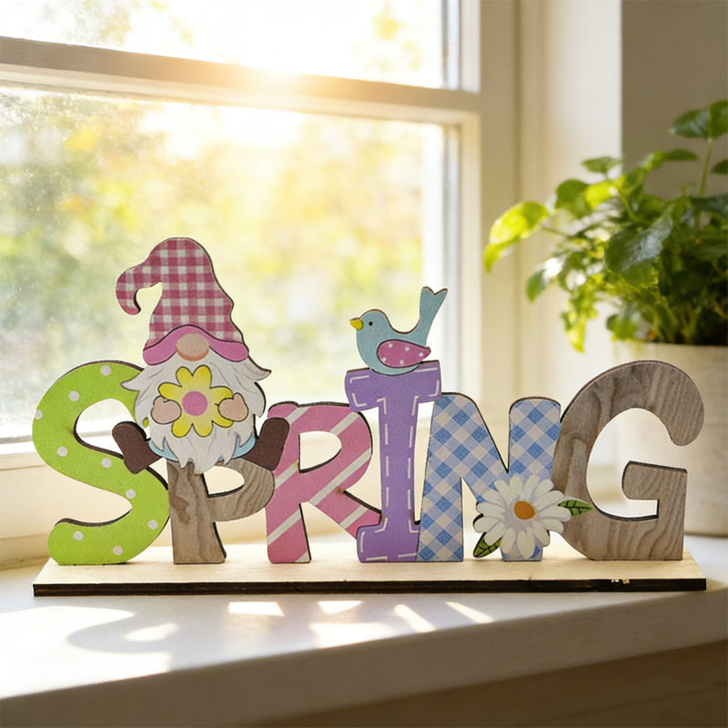 Décorations de table de Pâques en bois Joyeuses Pâques, centres de table Hello Spring, œufs colorés, plateau de table, signes pour le dîner