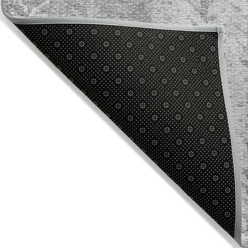 Tapis d'intérieur lavable à feuilles grises et graphites 5 pi x 8 pi