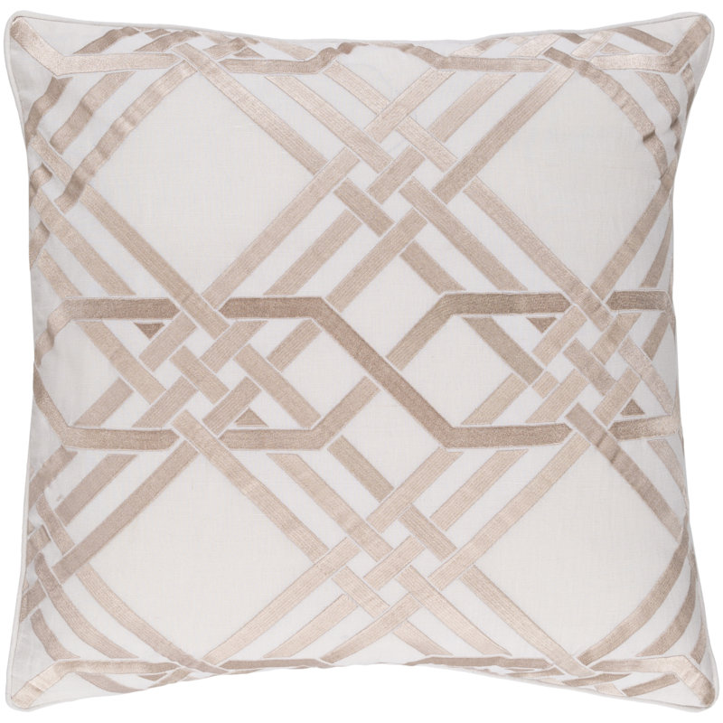 Geometric Throw Pillow, 20" H x 20" W x 4" D, Ivory/Gold
