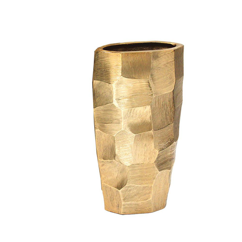 Orla Metal Table Vase, Gold, 13" H x 7.5" W x 3.5" D