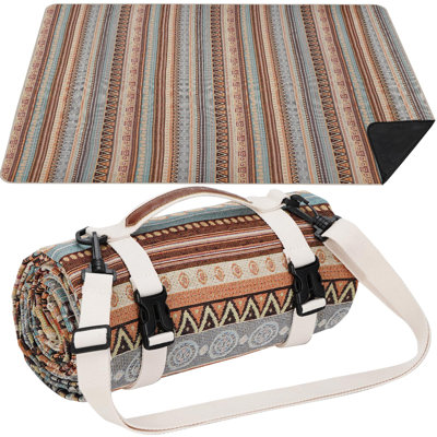 Très grande couverture de pique-nique imperméable | Tapis de camping et de plage portable | Sans sable avec sangle de transport | Couverture de parc pour gazon, randonnée, voyage, concert, intérieur (orange)