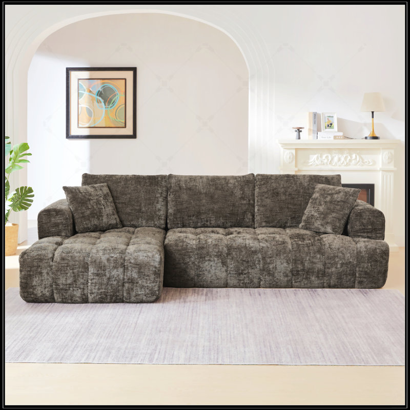 Canapé modulaire surdimensionné en L Chenille, Brun