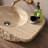 23" Vessel Round Sink Bathroom Art Sink Solid Surface Rectangula Beige