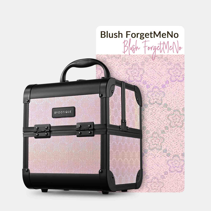 Organisateur de maquillage pour trousse de maquillage House of Hampton® avec artiste miroir, Blush ForgetMeNo