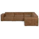 Rex Large L-Shaped Corner Sectional Sofa in Genuine Leather Modern 5-Seater Couch with Extra-Wide Armrests