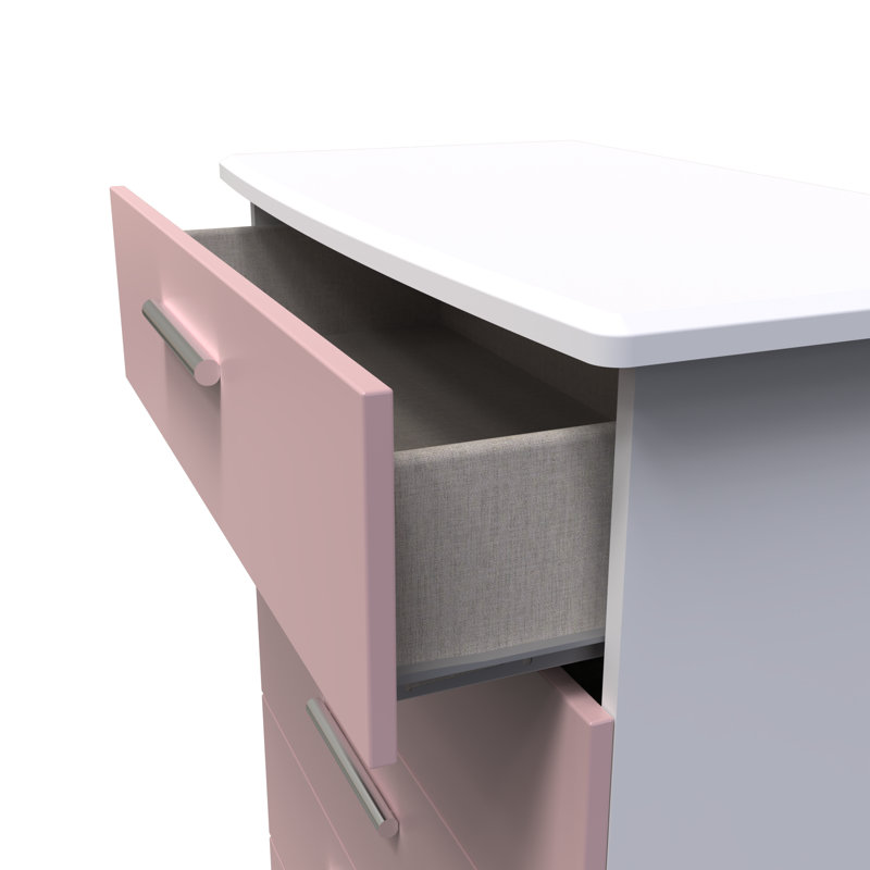 Fully Assembled Letoya 5 - Drawer Chest of Drawers, Kobe Pink/White