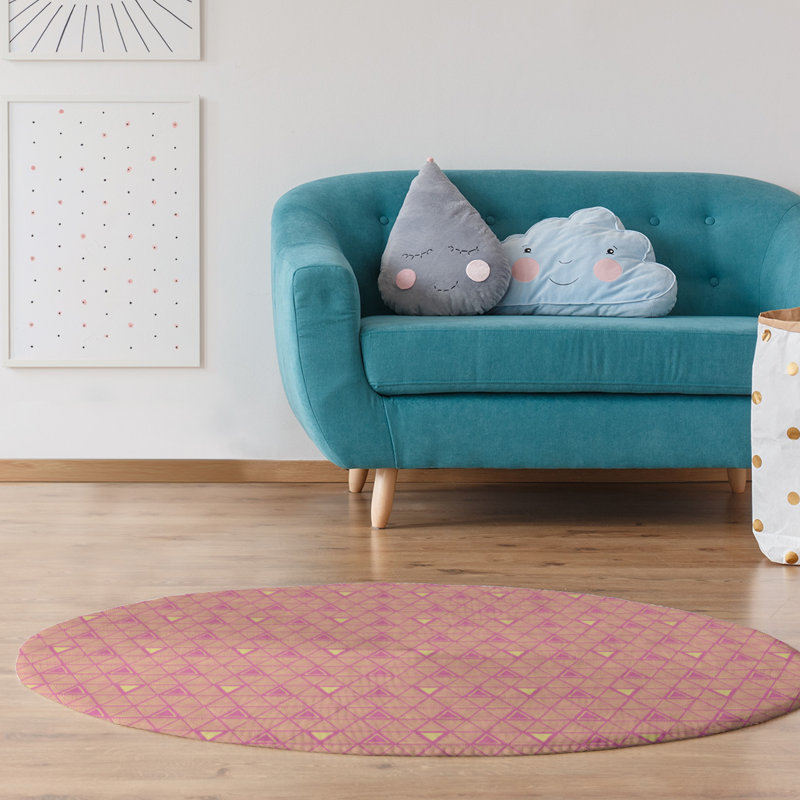 Chenille Geometric Indoor Rug, Round 5'