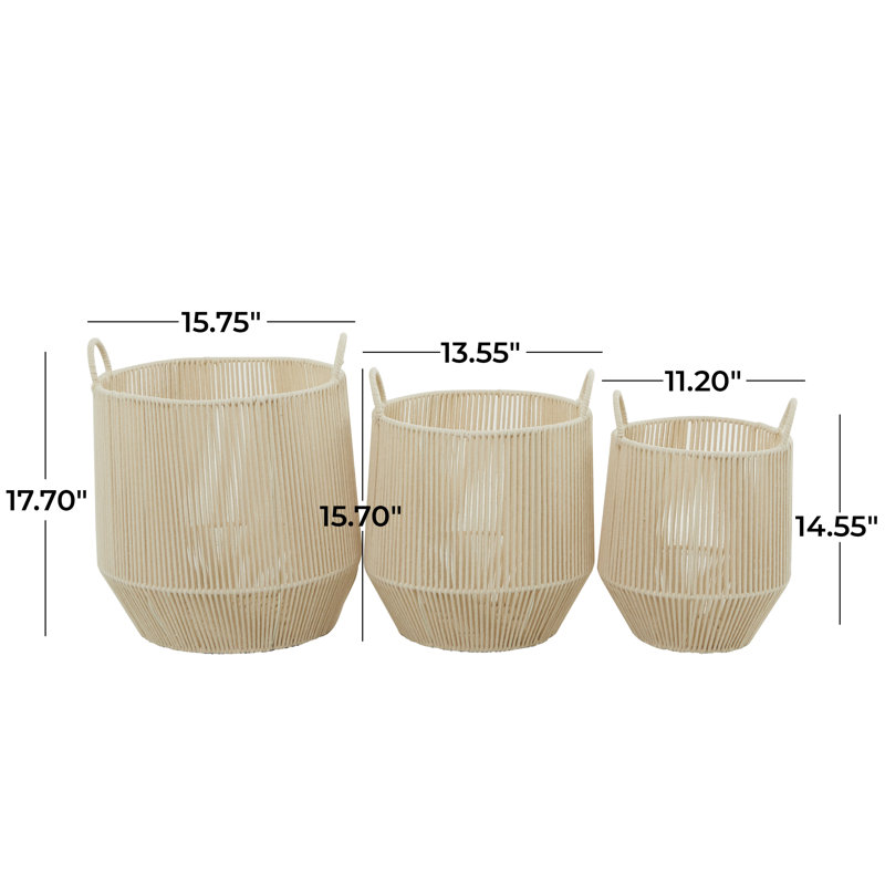Panier en tissu naturel, H 17,7 po x l 15,75 po x P 16,25 po
