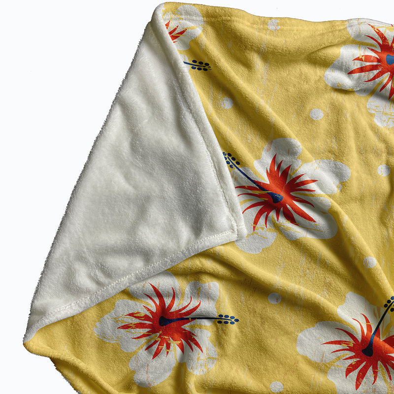 Tashi Plain Weave / Muslin Throw Blanket, Yellow/White/Orange