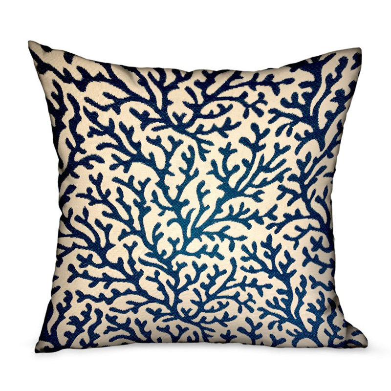 Bleu de turquoise Plutus, motif floral crème Coussin décoratif, 16 po x 1 po, Bleu