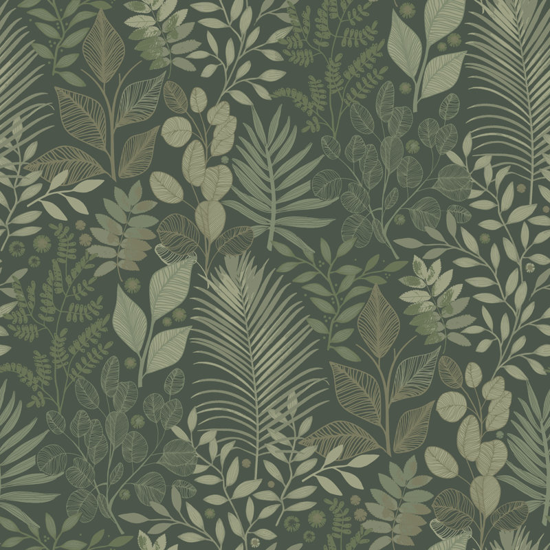 Ester Angslycka Tree Leaf Wallpaper, Dark Green