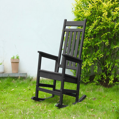 Chaise berçante surdimensionnée à texture de bois, chaise berçante d'extérieur pour adultes, chaise berçante résistante aux intempéries pour jardin