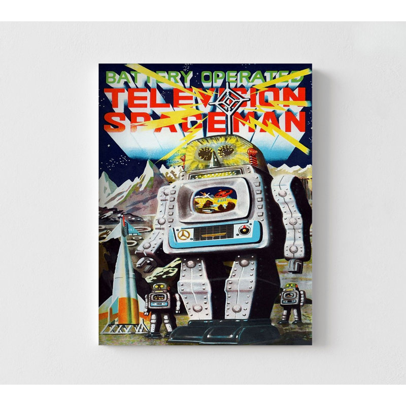 «Spaceman» à pile par Retrobot, décor de robot télé rétro, cadeau pour idée de fils de geek, affiche rétro de jouet robot