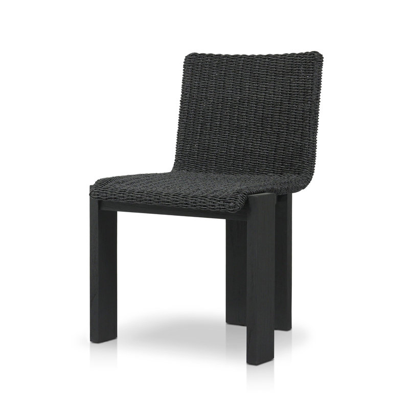 Padme Outdoor Teak Dining Side Chair, Stained Black