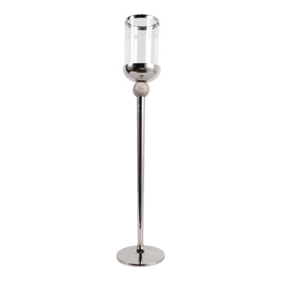 Bougeoir décoratif en verre décoratif avec accent de marbre - ouragan sculptural élégant pour tout décor de maison - grande décoration de table moderne