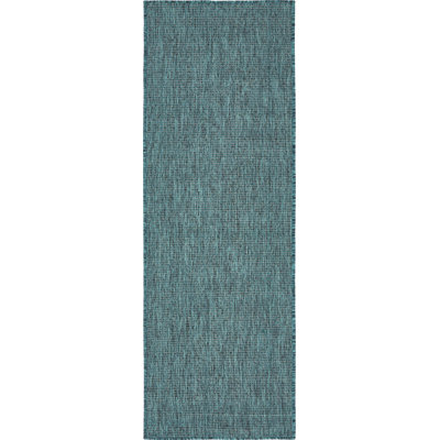 Tapis bleu sarcelle intérieur / extérieur Sevim