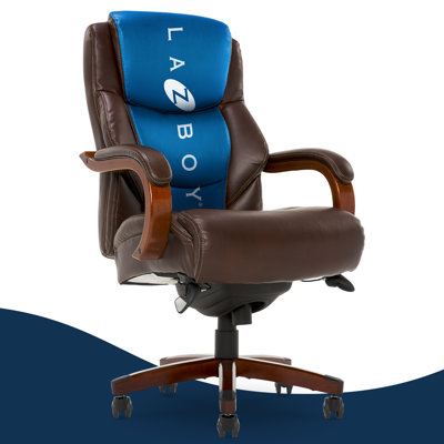 La-Z-Boy Delano Big & Tall Executive Office Chair, Ergonomic Mid-Back with Body Pillow Lumbar Support, ComfortCore® with Memory Foam Cushion, Mahogany -  45833