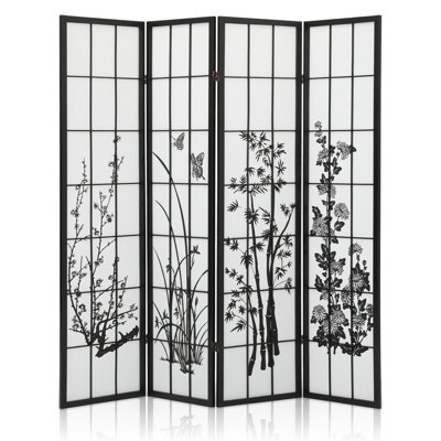 Paravent en bois 4 panneaux pliable 5,8 pi, écran d'intimité autoportant pour la maison ou la chambre à coucher