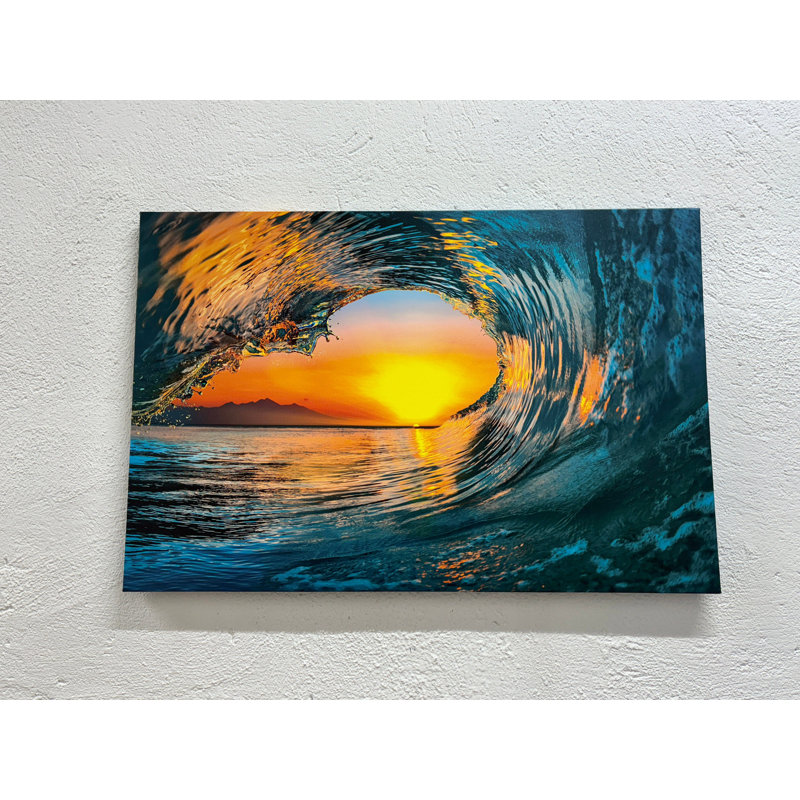 Coucher de soleil sur toile, impression de paysage côtier, toile blanche encadrée 1P, 47,3 po H x 67 po l