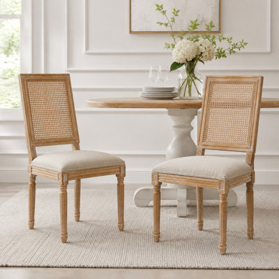 Ensemble de 2 chaises de salle à manger de style campagnard français avec cadre en bois massif