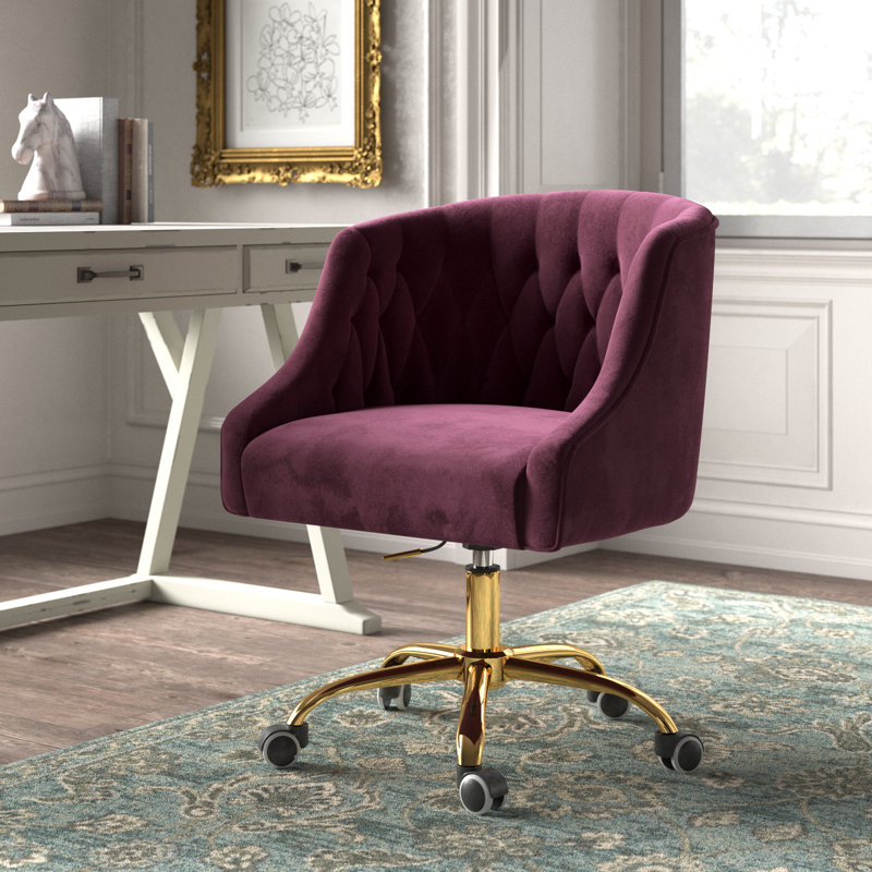 Chaise de travail en velours Doreen, Velours mauve