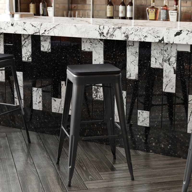 Tabouret de bar Bushea, Noir, Tabouret de bar (siège d'une hauteur de 30 po)