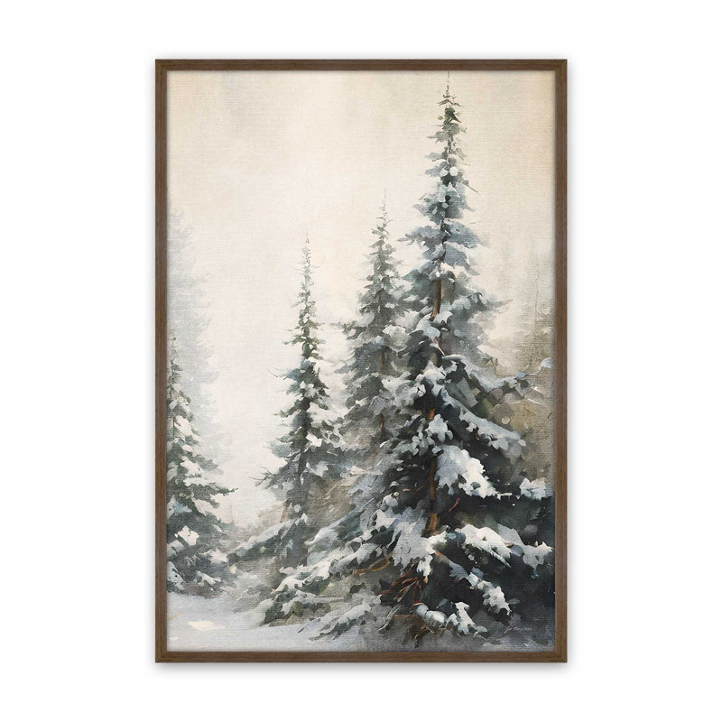 «Winter Pines III» par Jo Moulton, reproduction d'art sur toile, H 33,5 po x l 25,5 po, Brun